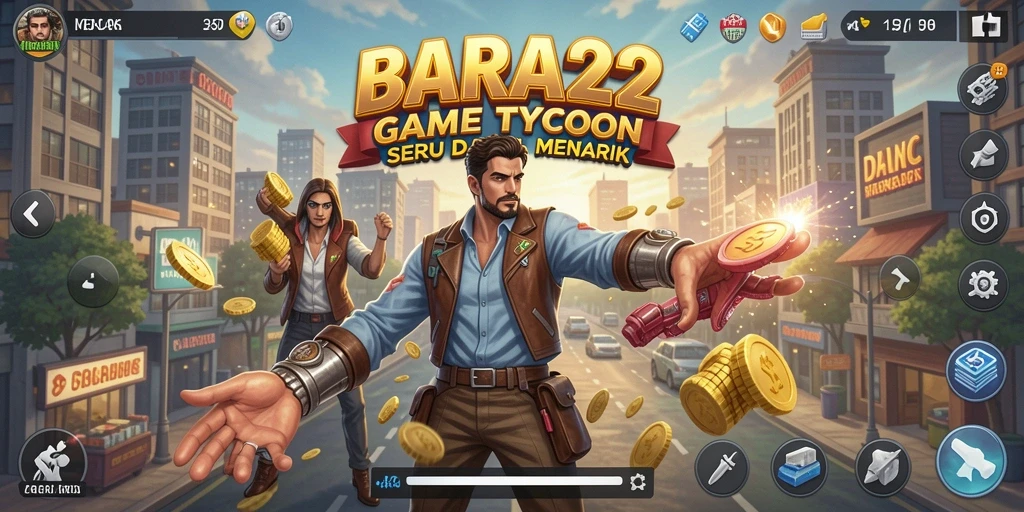 Screenshot gameplay BARA22 dengan tampilan manajemen bisnis.
