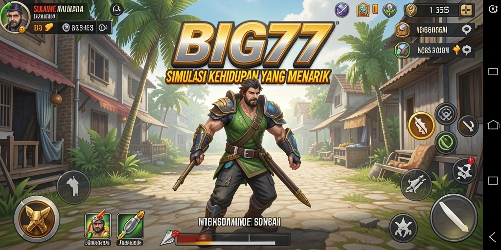 Tangkapan layar utama BIG77 menampilkan gameplay simulasi yang imersif dan menarik.