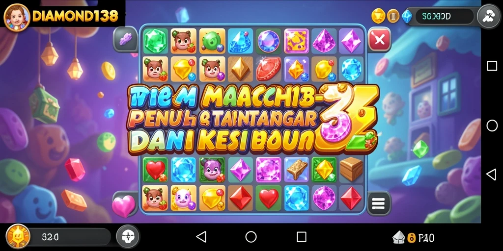 Screenshot gameplay <strong>DIAMOND138</strong> menunjukkan suasana permainan Match-3 yang seru.