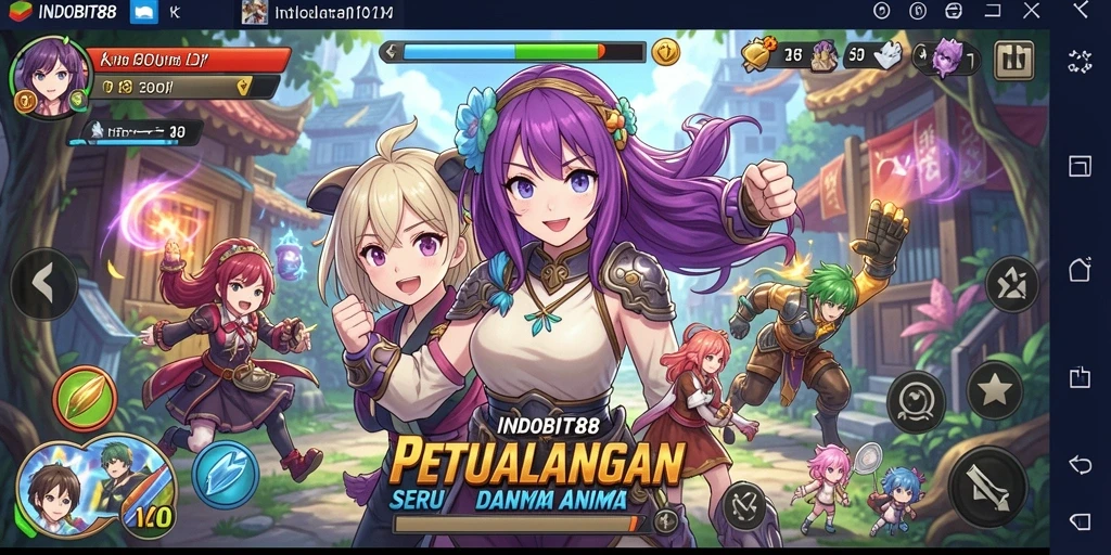 Screenshot gameplay INDOBIT88 yang menunjukkan aksi karakter anime.