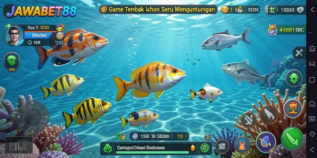 Tampilan gameplay menembak ikan yang seru di JAWABET88.