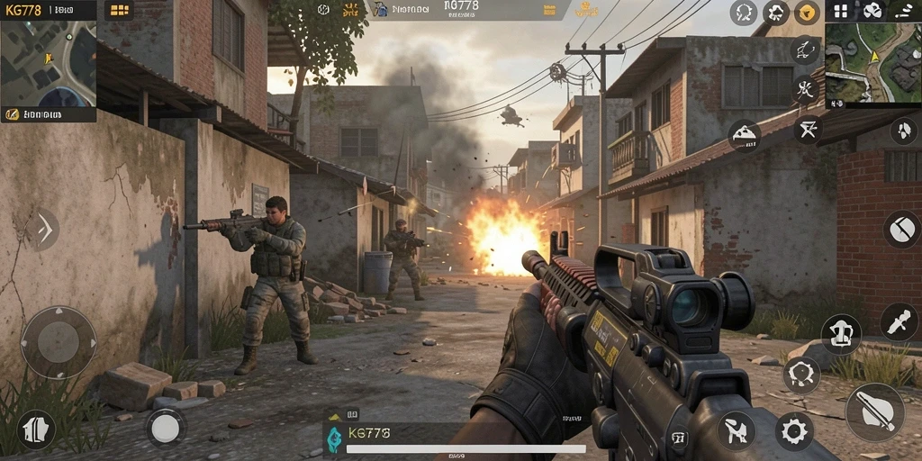 Screenshot KG778 menampilkan aksi seru dalam gameplay FPS.