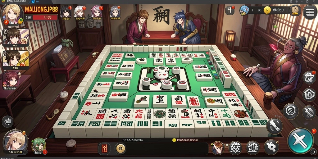 Tampilan gameplay MAHJONGJP88 dengan karakter Anime yang menarik.