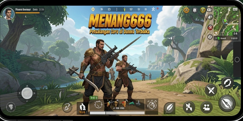 Screenshot MENANG666 menampilkan pemandangan indah dalam gameplay Open World.
