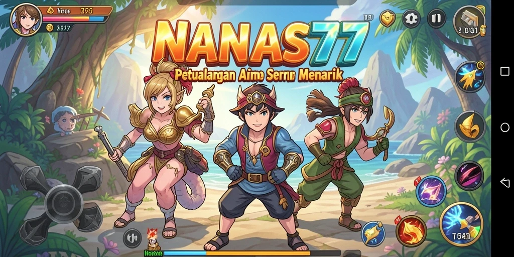 Tampilan gameplay NANAS777 yang menarik dengan karakter Anime unik.