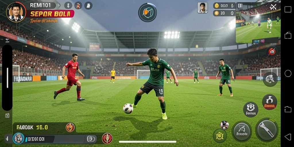 Gameplay seru dalam pertandingan sepak bola penuh aksi.