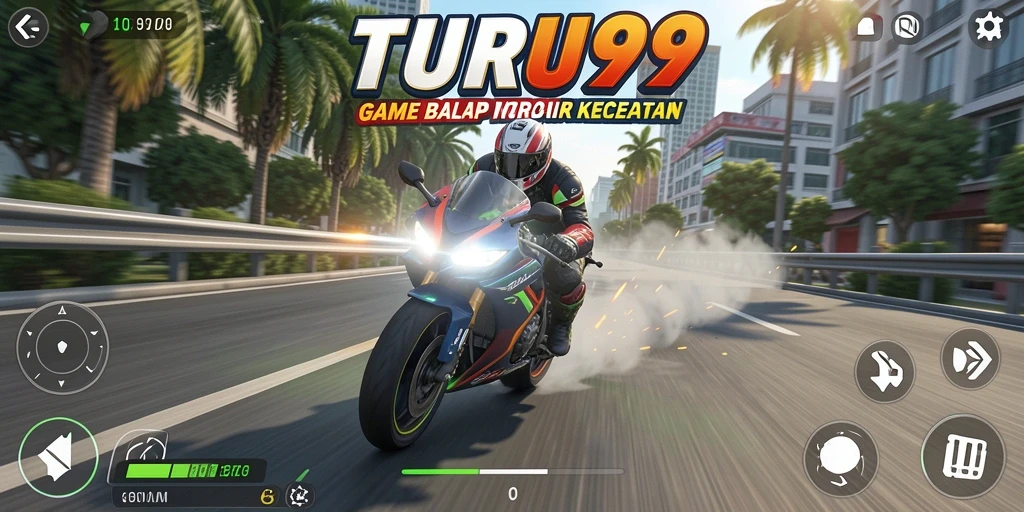 Screenshot dari gameplay TURU99 yang menampilkan balapan mendebarkan.
