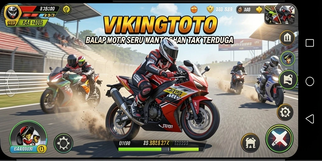 Tampilan gameplay menarik di balapan motor VIKINGTOTO.