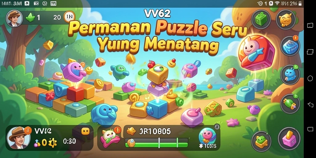 Screenshot gameplay VV62 yang menunjukkan tantangan Puzzle yang mengasyikkan.