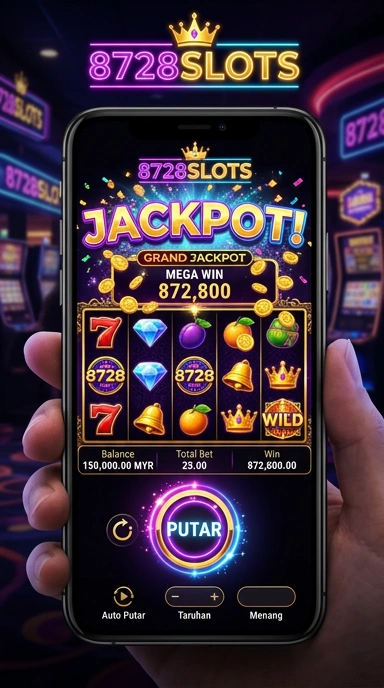 Tampilan utama aplikasi 8728slots yang user-friendly.